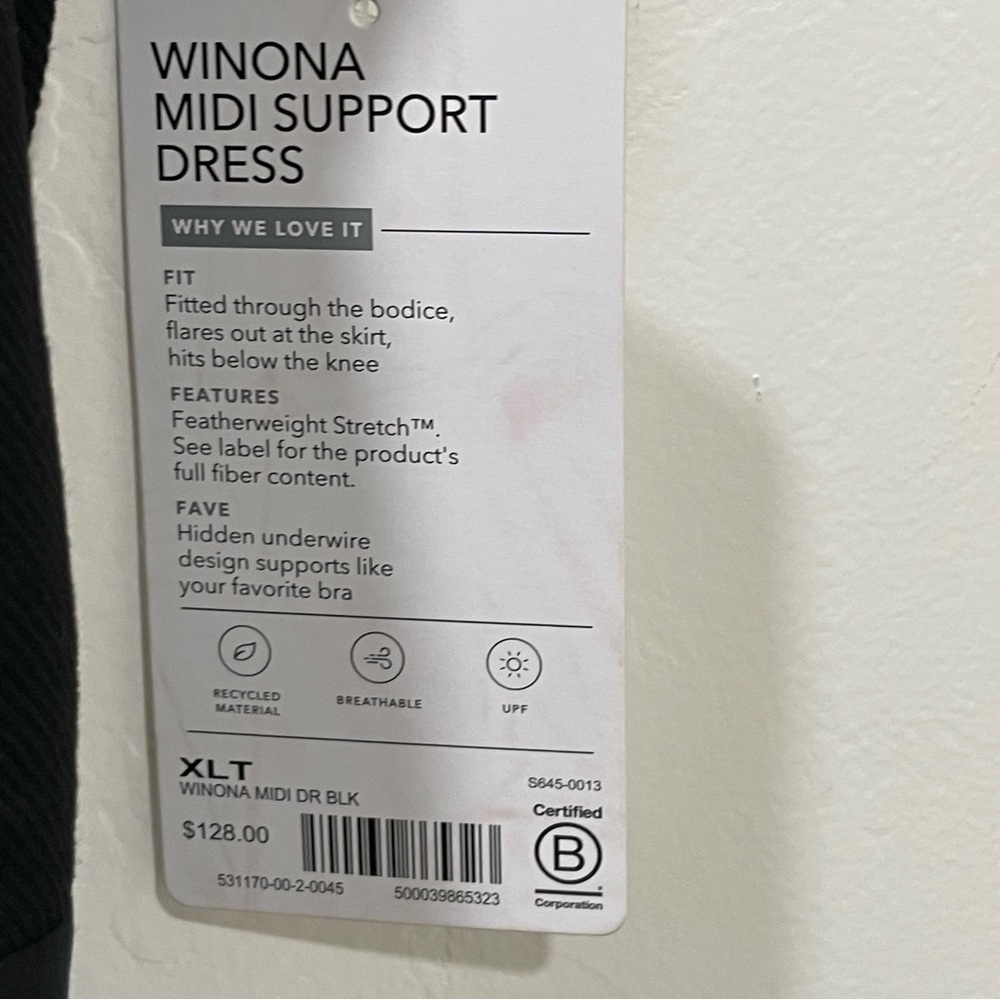 NWT Athleta Winona Midi Support Dress Women's XLT Black Fit & Flare Athletic - Picture 9 of 16